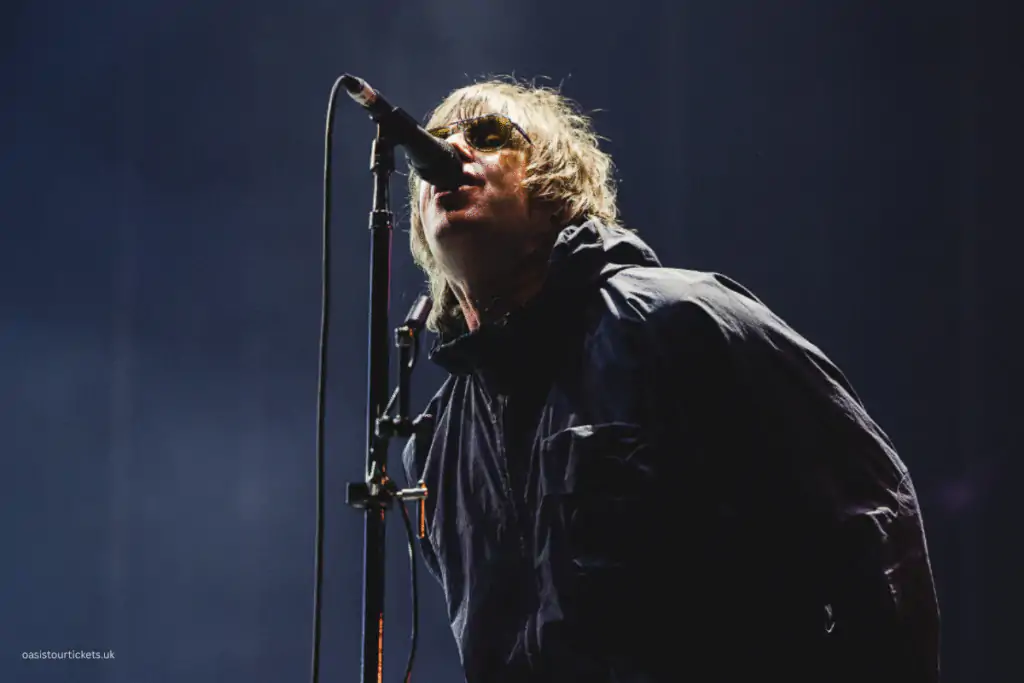 Liam Gallagher singing on the tour